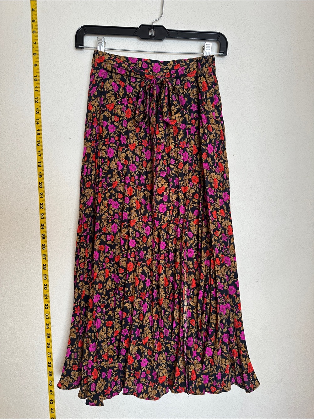 Skies Are Blue Floral Maxi Skirt in Black with Pink & Orange Blooms